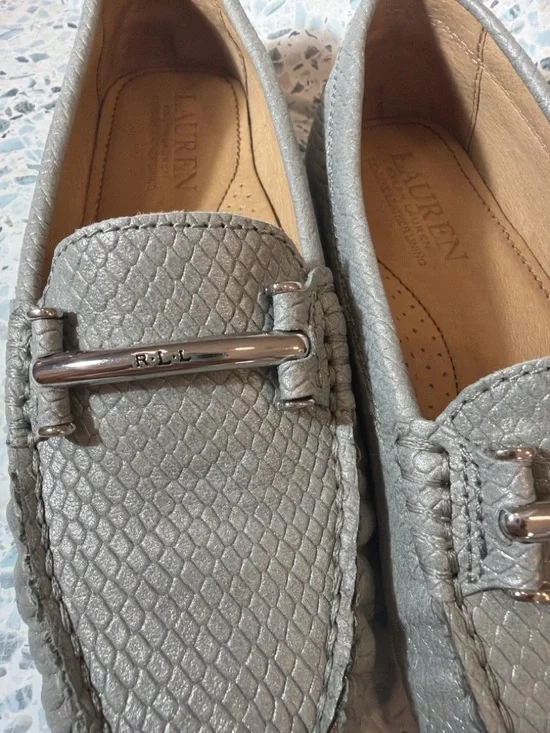 Lauren Ralph Lauren Gray Caliana Leather Driving Loafers Size 6.5B Snake - Picture 4 of 8